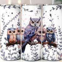 Family Owl Tumbler Wrap PNG, 20 oz Skinny Tumbler Sublimation Designs Digital Instant Download, Owl 