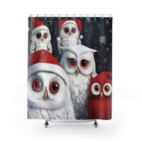 Christmas Owl-Themed Bathroom Holiday Charm in Your Bathroom Waterproof Owl Shower Curtain Durable a