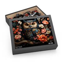 Owl Jigsaw Puzzle for Adults, Cottagecore Owl Art Puzzle Box, Owl Gift