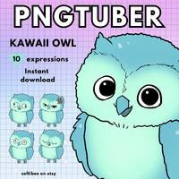 Owl Vtuber 10 Pngtuber Avatar - Reactive Png tuber Pre Made Blue Bird Animal V tuber Model Twitch Fo