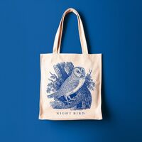 Tote Bag Night Bird - tote bag hibou, sac en coton, sac de toile, sac de plage, sac à main, i