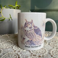 Vintage Owl Mug - Owl Coffee Cup - Vintage Great Horned Owl Mug - 4" Tall