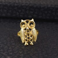 Handmade Brass Owl Ring: Boho Animal Jewelry, Spiritual Totem