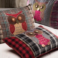2 X Tweed owl design cushion covers 35 X 50cm