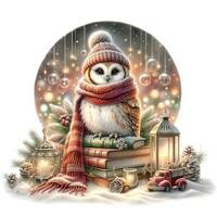 Christmas owl winter night pattern keeper compatible PDF instant digital download counted cross stit