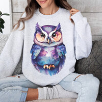 Watercolor Owl Sweatshirt, Purple Owl Sweatshirt, Owl Lover Sweatshirt, Owl Sweater, Watercolor Owl 
