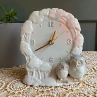 Otagiri White Owl Clock Analog Clock - Table / Freestanding Clock - Vintage Home Decor | Tested - WO