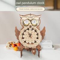 Owl Pendulum Clock, DIY Wooden 3D Puzzle, Mechanical Gear Retro Wall Clocks Model Set, Hand Assemble