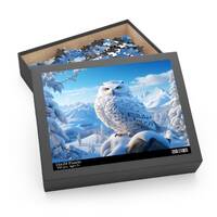 Cute Snowy Owl Jigsaw Puzzle for family, 500 pieces jigsaw puzzle, winter animal puzzle game, unique