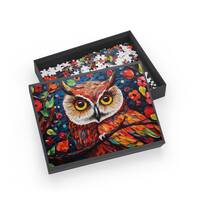 Colorful Owl Mosaic Puzzle - Perfect Gift for Any Occasion (96, 252, 500, 1000-Piece).  Pointillist 
