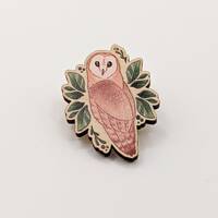 Cute Barn Owl Wooden Pin