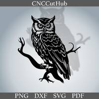 Owl dxf, bird cut file for laser plasma, cnc metal decor, svg for Cricut, decal papercut template Po