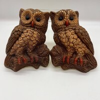 Vintage 70s Homco Owl Wall Art Molded Resin Foam Decor MCM Owls