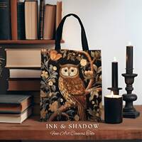 Bookish Owl Tote Bag | Whimsical William Morris Inspired Shoulderbag Aesthetic Gothic Tapestry Tote 