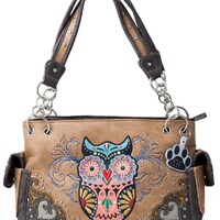 Owl Handbag Western Colorful Art Purse Conceal Carry Women Shoulder Bag Hearts