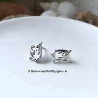 Stainless Steel Owl Stud Earrings ~ Animal Lover • Cute Earrings • Gifts for Her • Gi