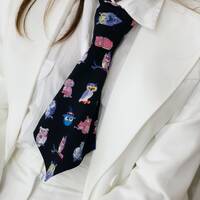 Necktie For a party. Women Necktie. Gift for Her. Necktie. OWL print. Modern Jabot