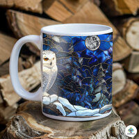 Stained Glass Owl Mug, Charming Gift Mugs, Perfect for Owls, Coffee, or Tea Lovers, Unique Animal De