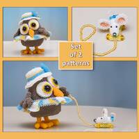 Beading Tutorials | PDF Patterns of Owl in a hat & skirt and Mouse on wheels | Geometric Peyote 