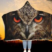 Blanket for Bird Lovers Gift Great Horned Owl Hooded Blanket Gift for Owl Enthusiast Owl Throw Blank