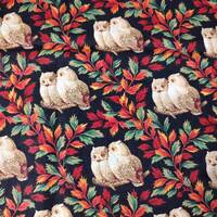 Owl fabric, fall leaves fabric, Wamsutta fabric, cotton quilting or sewing fabric,