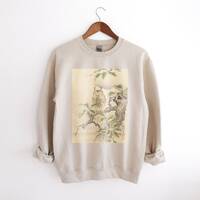 Cheeky Japanese Owl Sweatshirt, Vintage Japanese Aesthetic by Kano Tsunenobu, Organic Unisex Sweater