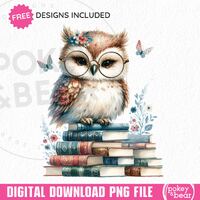 Cute Owl Png Sublimation Design Teacher Shirt Design Owl Clipart Book Tshirt Design Cottagecore Png 