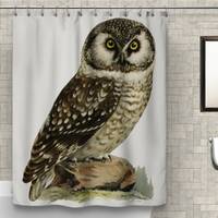 Owl Shower Curtain, Waterproof Fabric Bird Bathroom Decor, Nature-Themed Bath Accessory, Hand Drawn 
