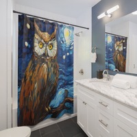 Owl Shower Curtain - Owl Themed Bathroom Decor - Gift For Owl Lovers - Unique Shower Curtain - Cute 