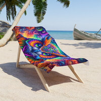 Psychedelic Owl Beach Towel Colorful Soft Nature Hippie Towel Beach Pool Accessory
