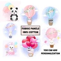 Baby quilt panels fabric, Owl fabric, panda bear fabric, unicorn fabric panel, sheep fabric, hare pr
