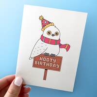 Hooty Birthday - Cute Owl Birthday Card - A2 Greeting Card