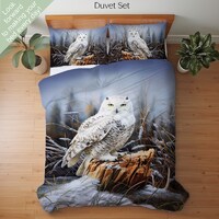Snowy Owl Bedding Set, Duvet Set, Comforter Set Or Quilt Set, Owl Decor, Gift for Owl Lovers, Wildli