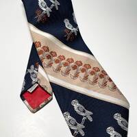 70s Beau Brummell Striped Vintage Owl Tie