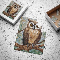 Owl Jigsaw Puzzle, Paper Mosaic Jigsaw Puzzle, Bird Lover Puzzle, Dementia Art Activity, Senior Art 
