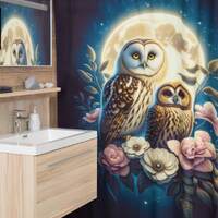 Owl Lovers Enchanted Evening Shower Curtain - Beautiful Bathroom Decor - Great Design for Owl Bedroo