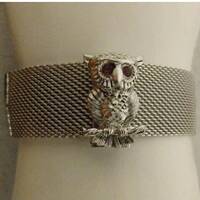 Sarah Coventry 1972 "Nocturne" silver-tone adjustable owl bracelet