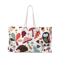Beach Tote Bag, Weekender Bag, Owls and Friends