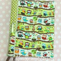 Owl Fabric Composition Reusable Notebook Cover with Pen Holder (Pen not included, but the notebook i
