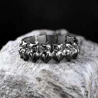 Sterling Silver Owl Ring, 925 Silver Round Dance Owls Band, Nature Inspired Jewelry, Bohemian Animal