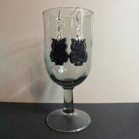 Handcrafted Black Glitter Resin Owl Earrings, Unique and Stylish Jewelry, Black & Glitter, Midni