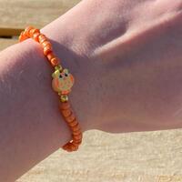 Orange Owl Bracelet, Dainty Seed Bead Jewelry