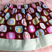 Girl's Owl Twirl Skirt - Brown, Green, Pink