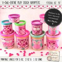 Owl Valentine Play Party Favors, Printable Valentines for kids, Owl Valentine's Day treats, non-