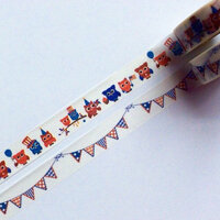 Patriotic Washi Tape Set With Owls and USA Decorative Banner