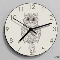 Owl Hand Drawing 1 Wall Clock - Kids Nursery Room, Teens Room, Baby Room  - Wall Clock