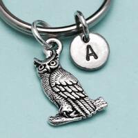 Owl keychain, owl charm, animal keychain, personalized keychain, initial keychain, initial charm, cu