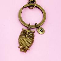 Owl Keychain, Bronze Owl Charm Keychain, Owl  Key ring, Bird Charms, Owl Pendants, Personalized Keyc