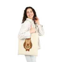 Charming Owl Tote Bag Eco-Friendly Cotton Canvas, Boho Nature Lover Gift, Daily Use Bag, Shopping, M