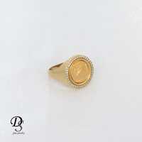 14k Gold Athena Owl Ring: Ancient Greek Halo Signet with CZ